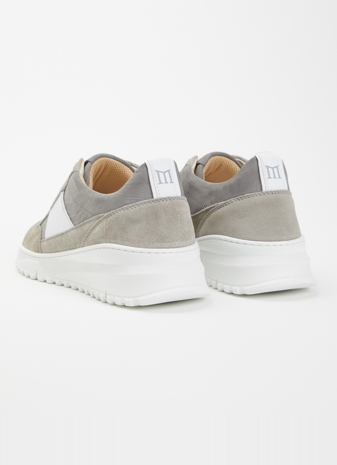 Mason Garments Tia Runner sneaker van suède met details van nubuck - achterkant grijs