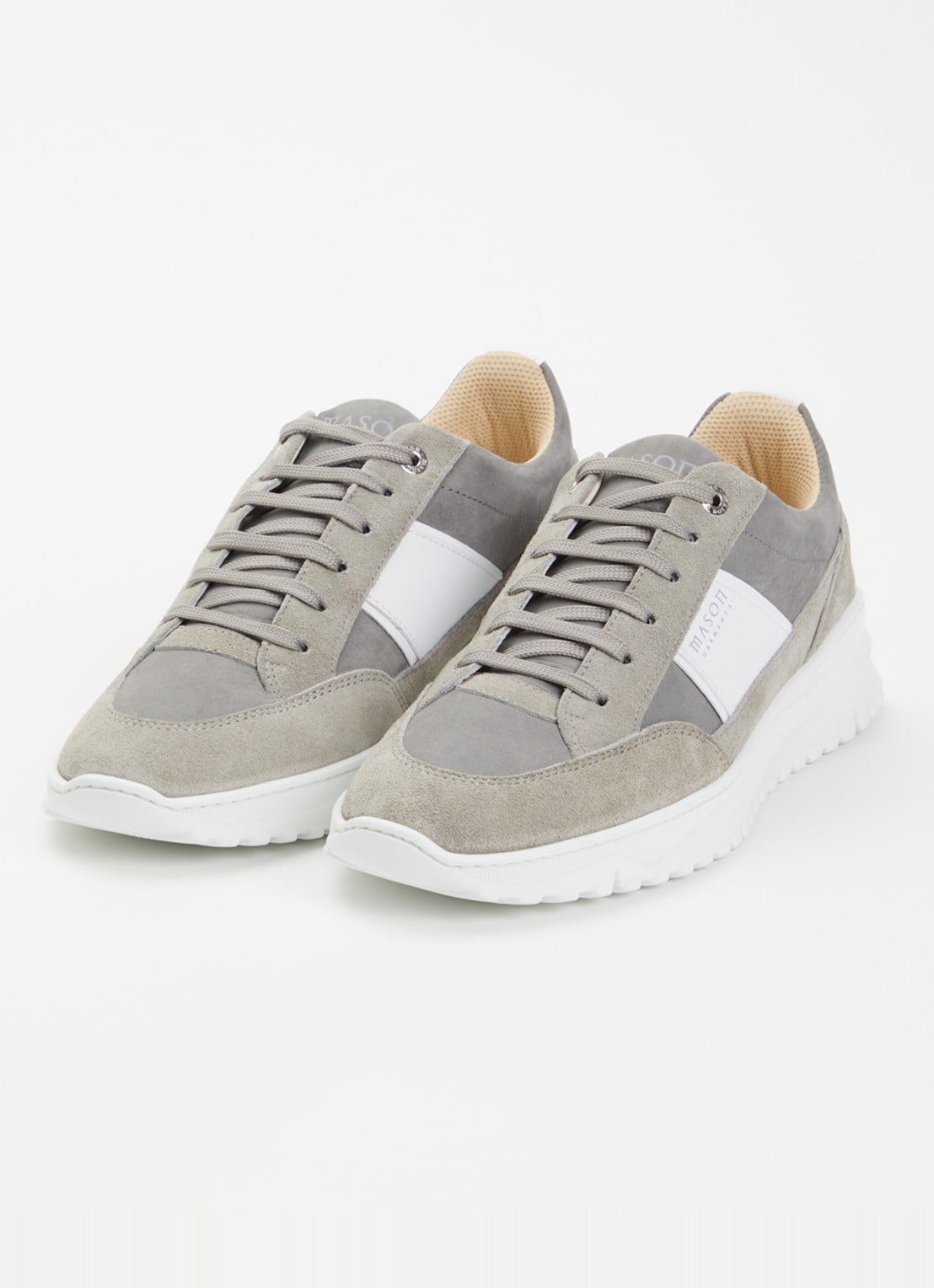 Mason Garments Tia Runner sneaker van suède met details van nubuck - detail 2 grijs