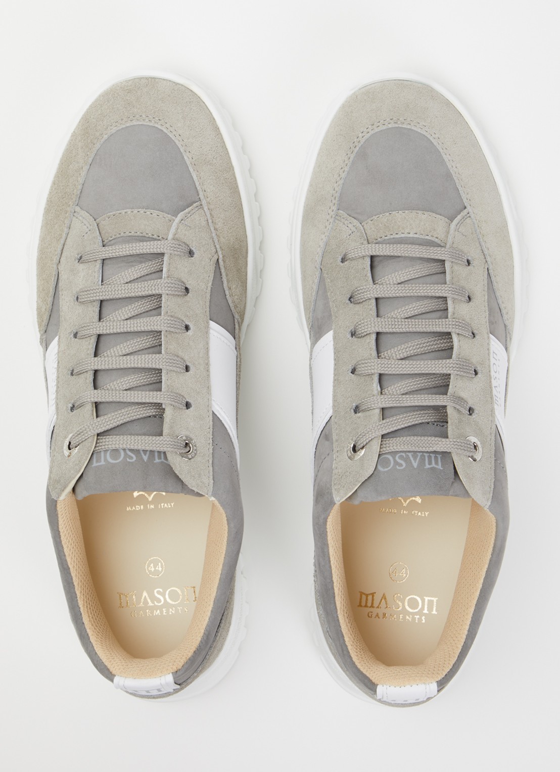 Mason Garments Tia Runner sneaker van suède met details van nubuck - detail 3 grijs