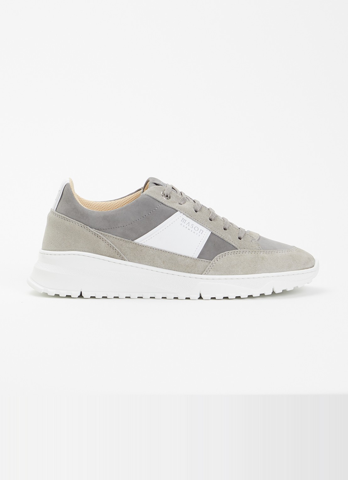 Mason Garments Tia Runner sneaker van suède met details van nubuck - voorkant 5 grijs