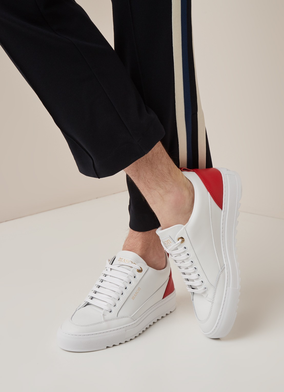 Mason Garments Tia sneaker van leer - voorkant 2 wit