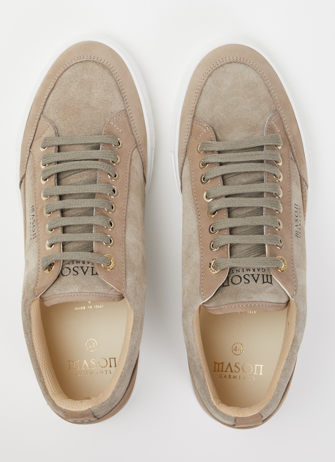 Mason Garments Tia sneaker van suède met details van nubuck - detail 3 taupe
