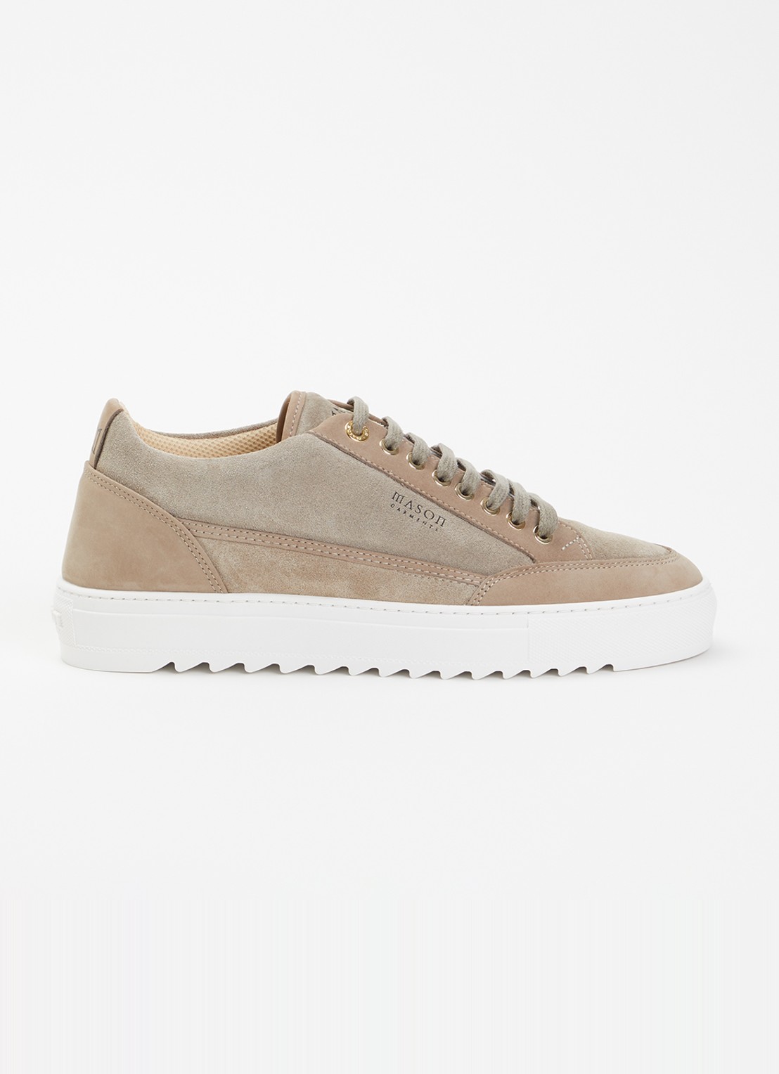 Mason Garments Tia sneaker van suède met details van nubuck - voorkant taupe