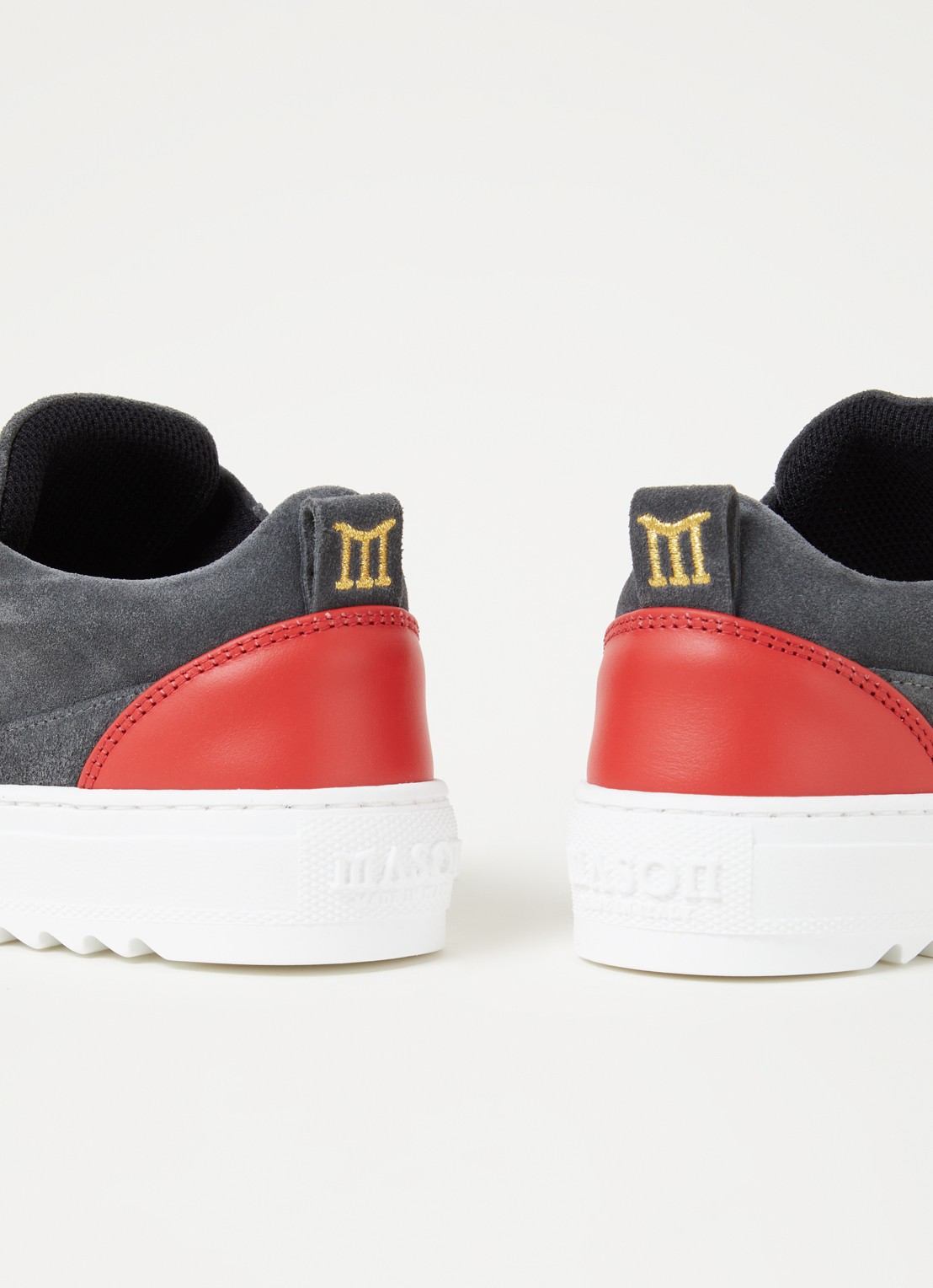 Mason Garments Tia sneaker van suède met leren details - detail antraciet