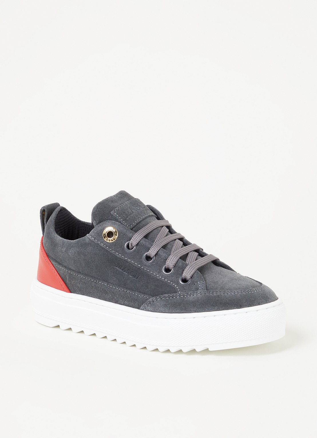 Mason Garments Tia sneaker van suède met leren details - voorkant 3 antraciet