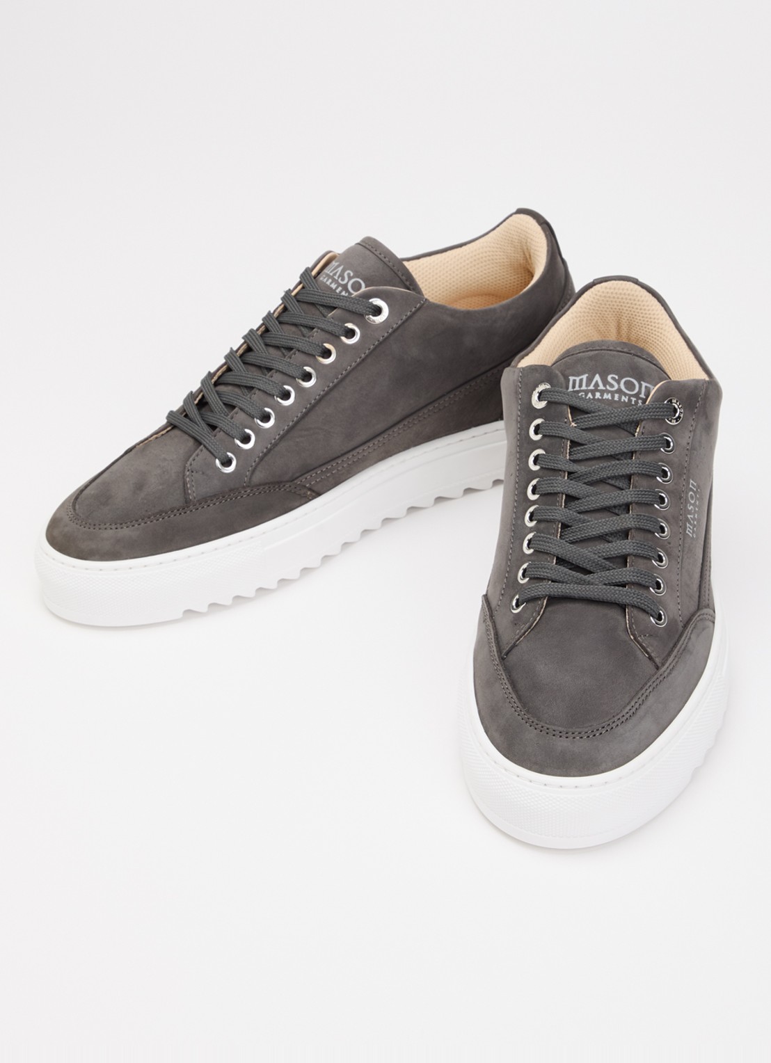 Mason Garments Tia Sollevamento sneaker van nubuck - detail 2 middengrijs