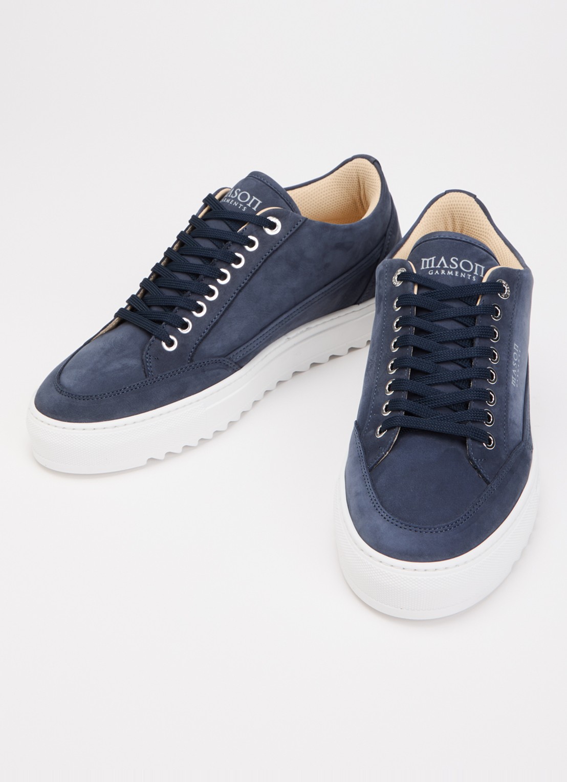 Mason Garments Tia Sollevamento sneaker van nubuck - detail donkerblauw