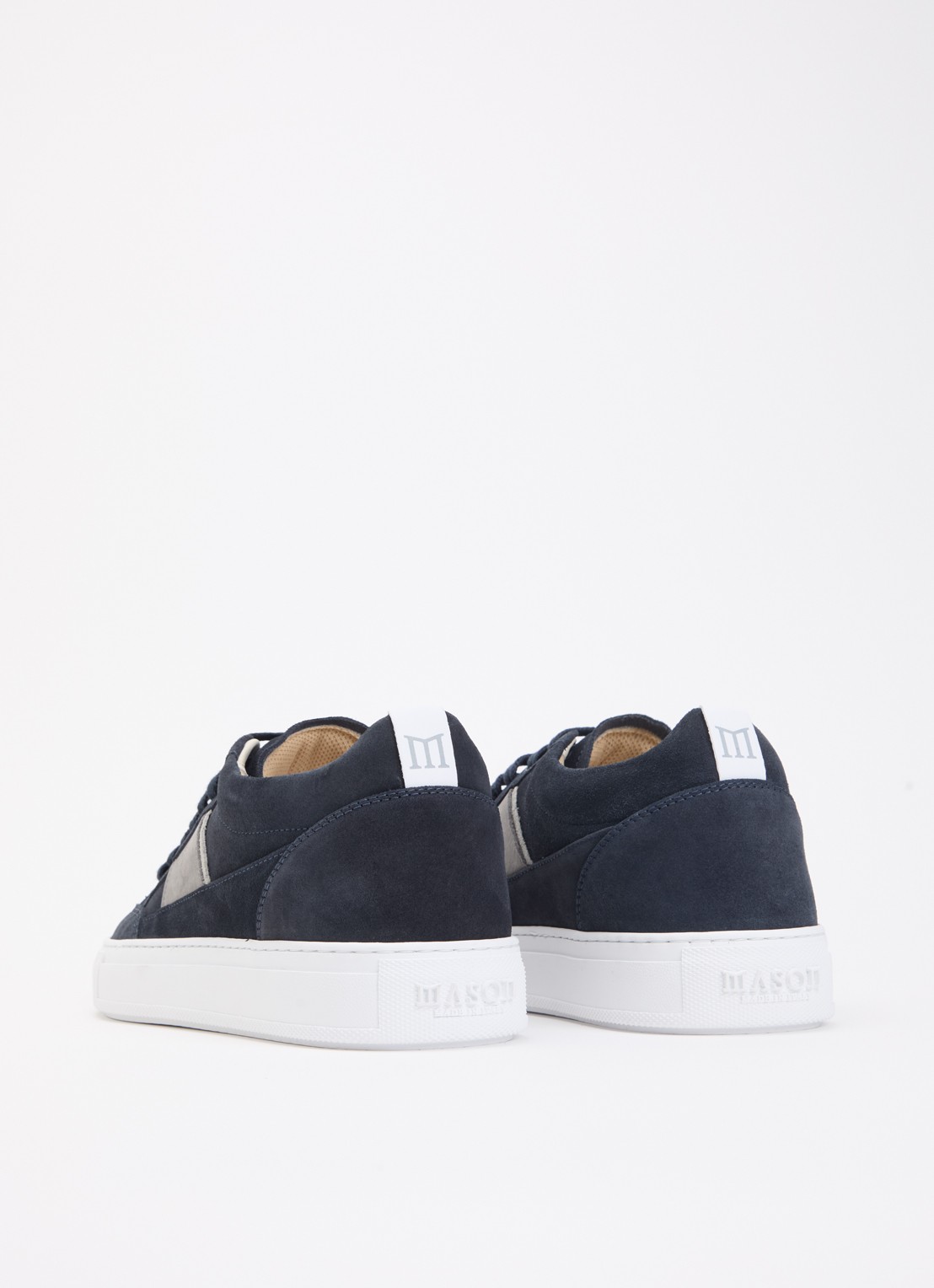 Mason Garments Tia Sport Sarbini sneaker van suède met nubuck details - achterkant donkerblauw