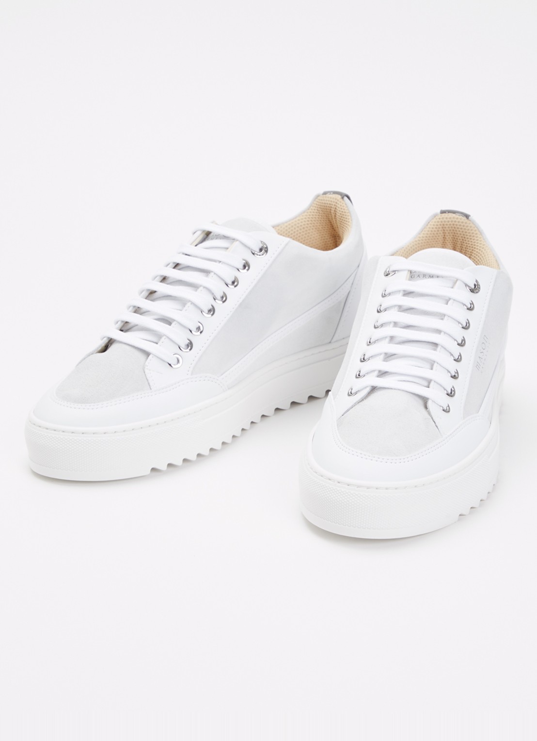 Mason Garments Tia Sport sneaker van suède met leren details - detail 2 wit