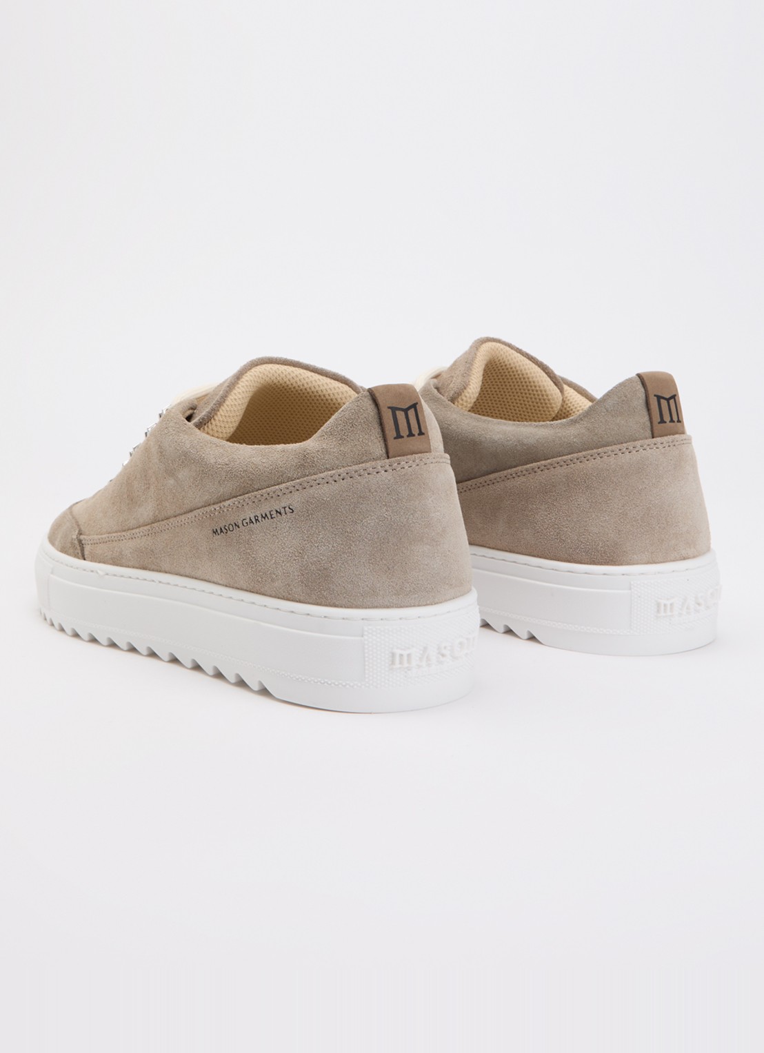 Mason Garments Torino sneaker van suède - achterkant donkerbeige