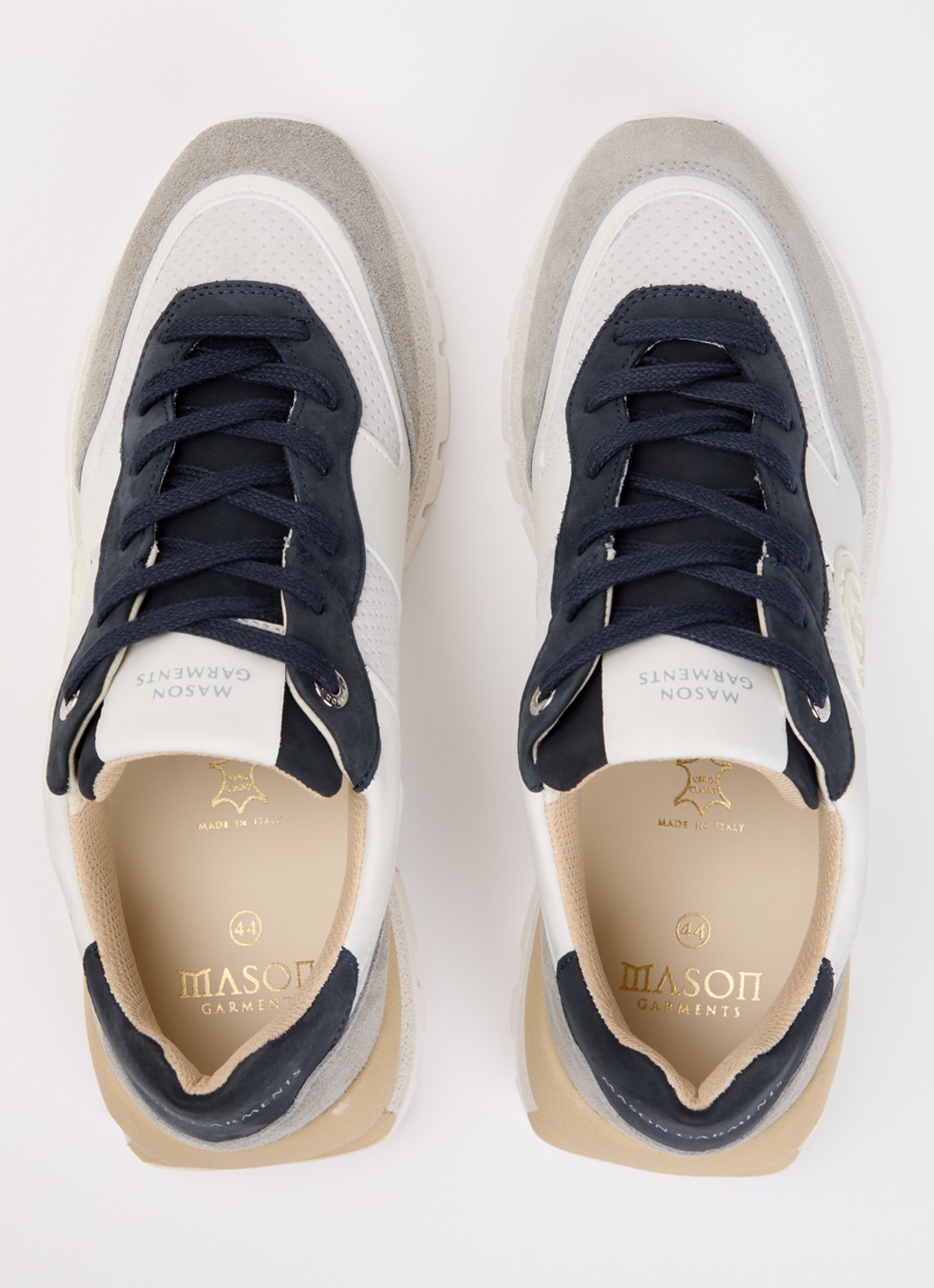 Mason Garments Trail Runner Essenziale sneaker van suède met leren details - detail 4 lichtgrijs
