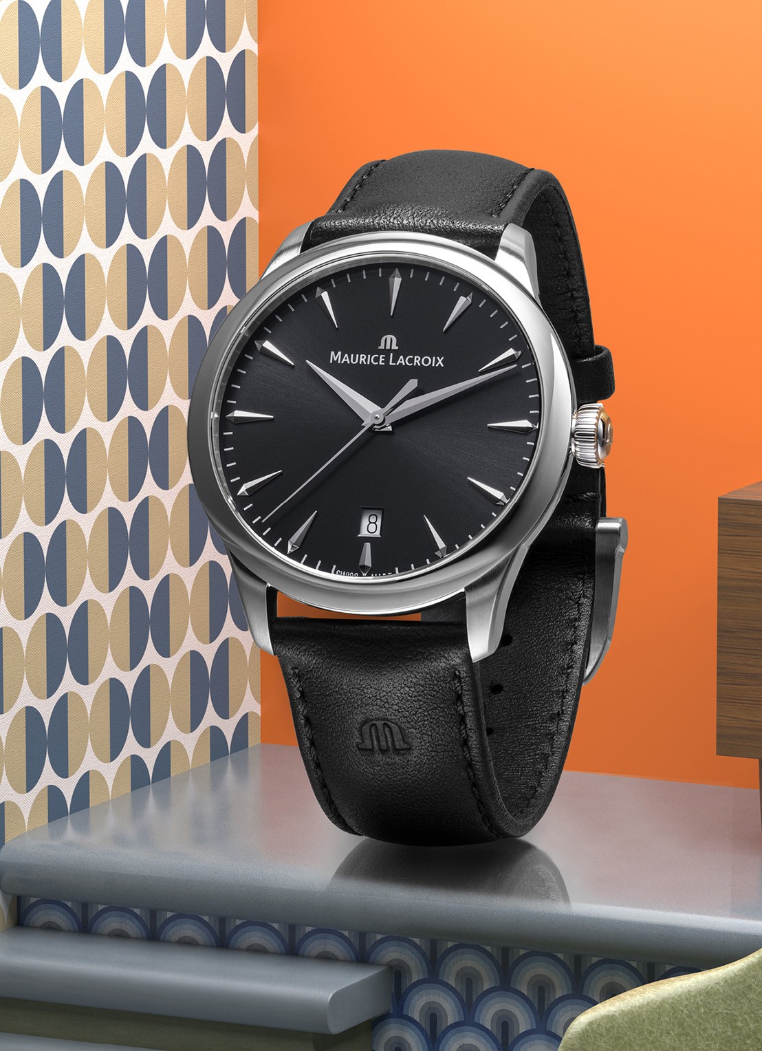 Maurice Lacroix 1975 horloge 751007-SS001-330-2 - voorkant 2 zwart