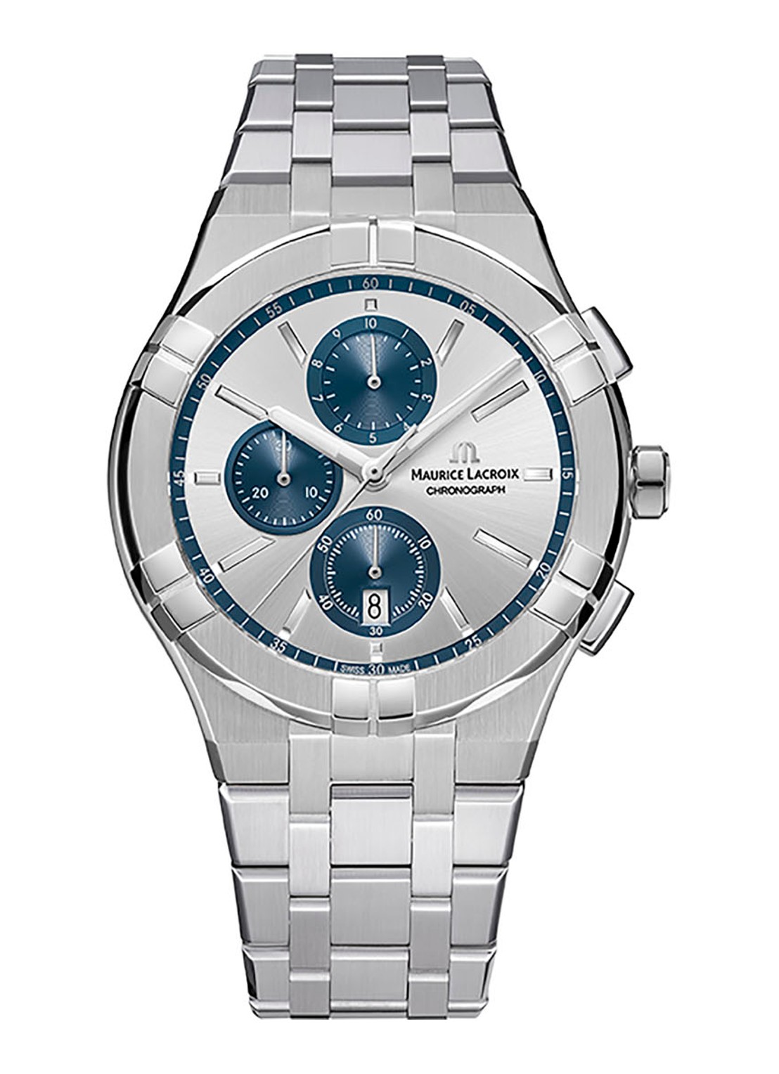Maurice Lacroix Aikon Chronograaf horloge AI1118-SS002-230-1 - voorkant 2 zilver