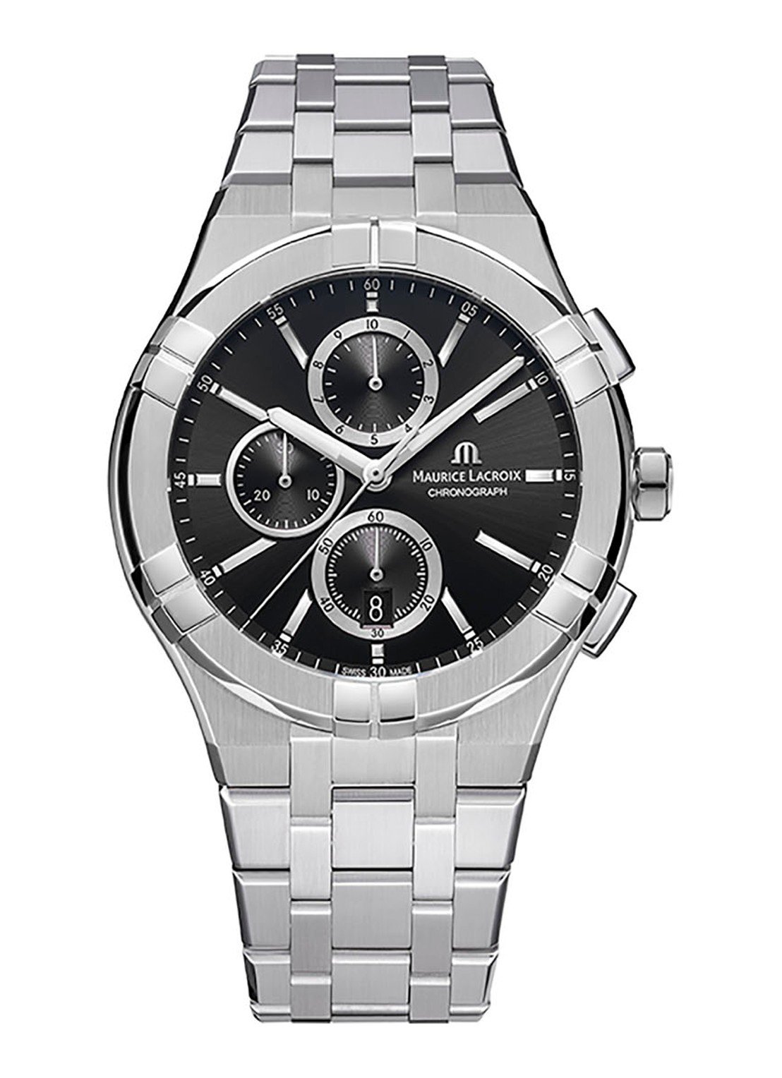 Maurice Lacroix Aikon Chronograaf horloge AI1118-SS002-330-1 - voorkant 2 zilver