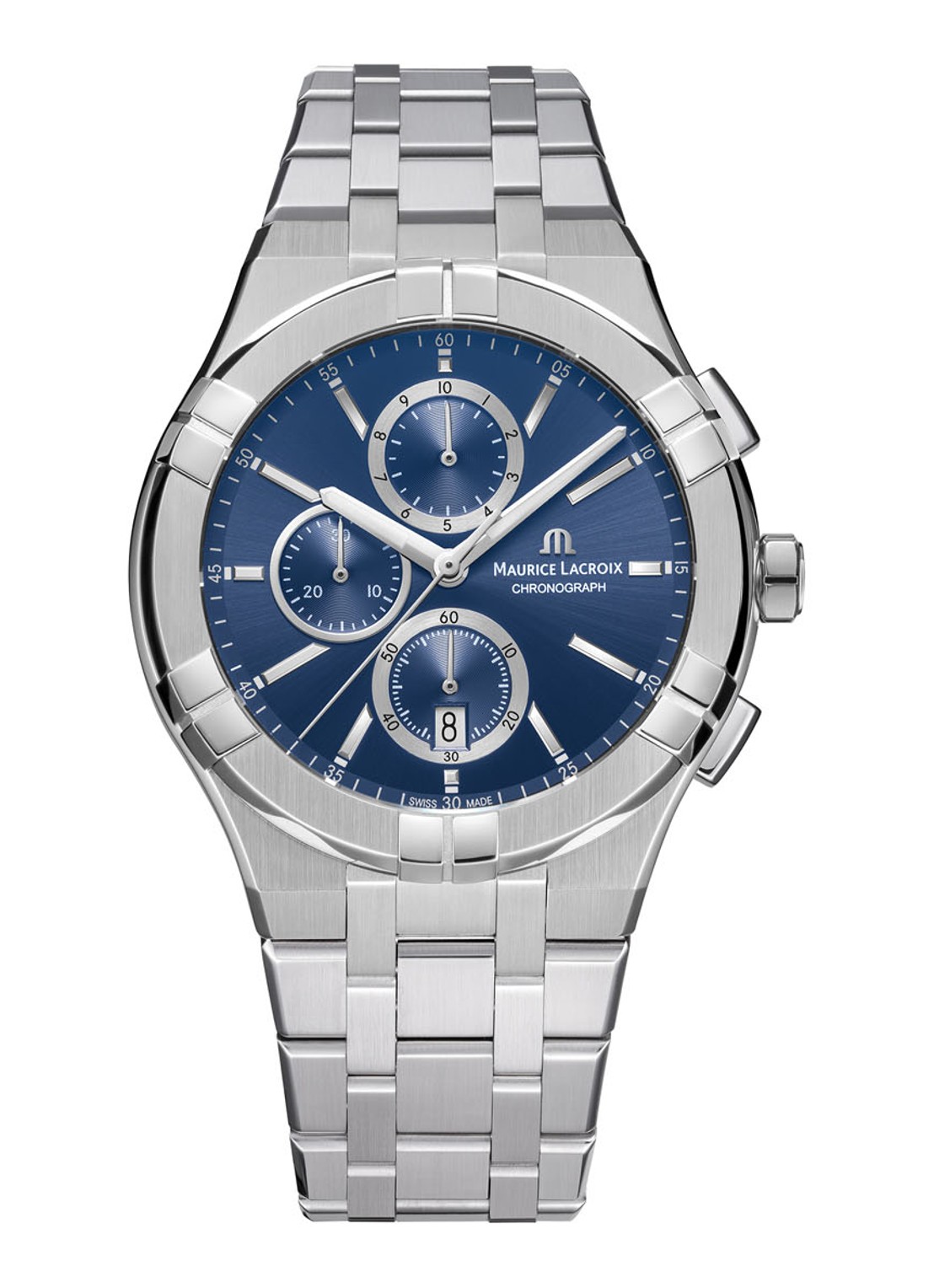 Maurice Lacroix Aikon Chronograaf horloge AI1118-SS002-430-1 - voorkant 2 zilver