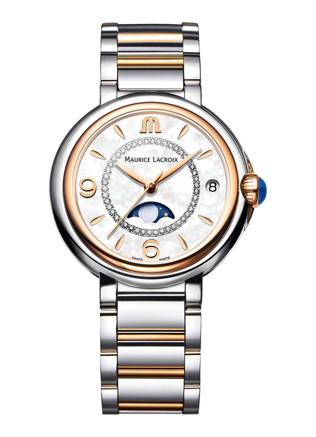 Maurice Lacroix Fiaba Moonphase horloge FA1084-PVP13-150-1 - voorkant zilver