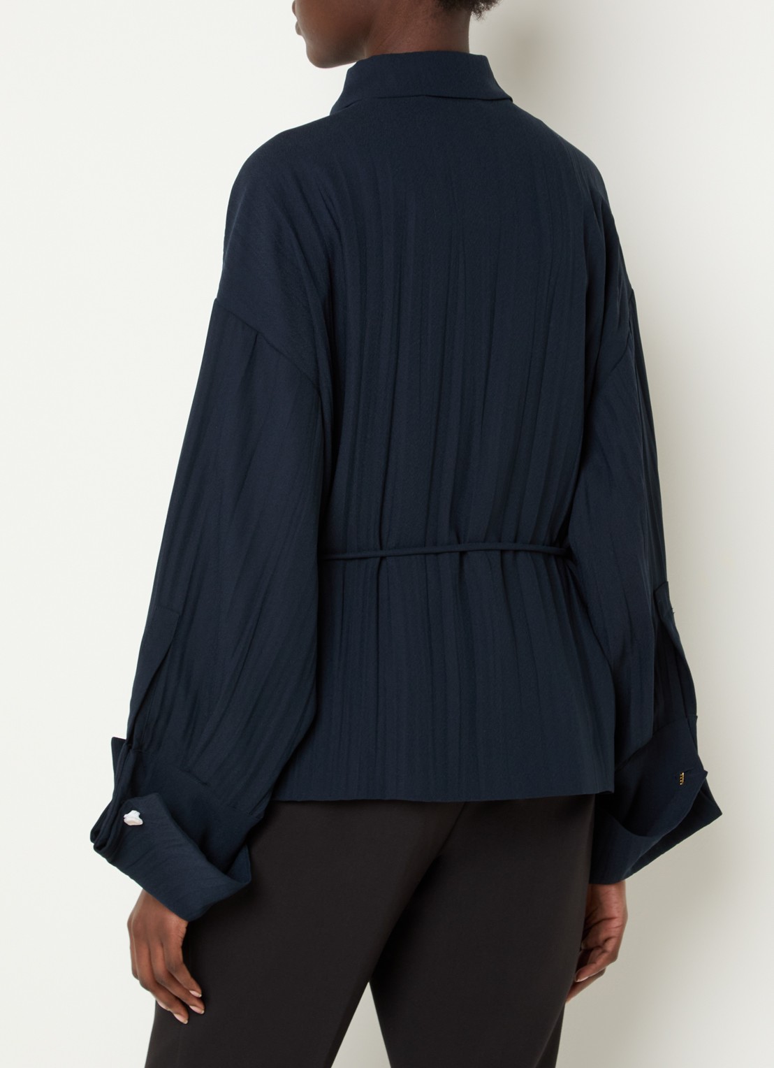 Max & Co Agitare blouse met strikceintuur - achterkant donkerblauw