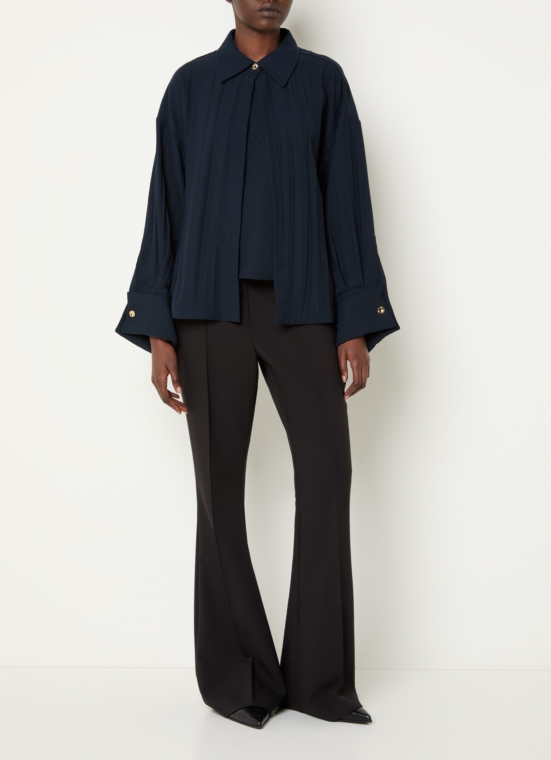 Max & Co Agitare blouse met strikceintuur - voorkant 4 donkerblauw
