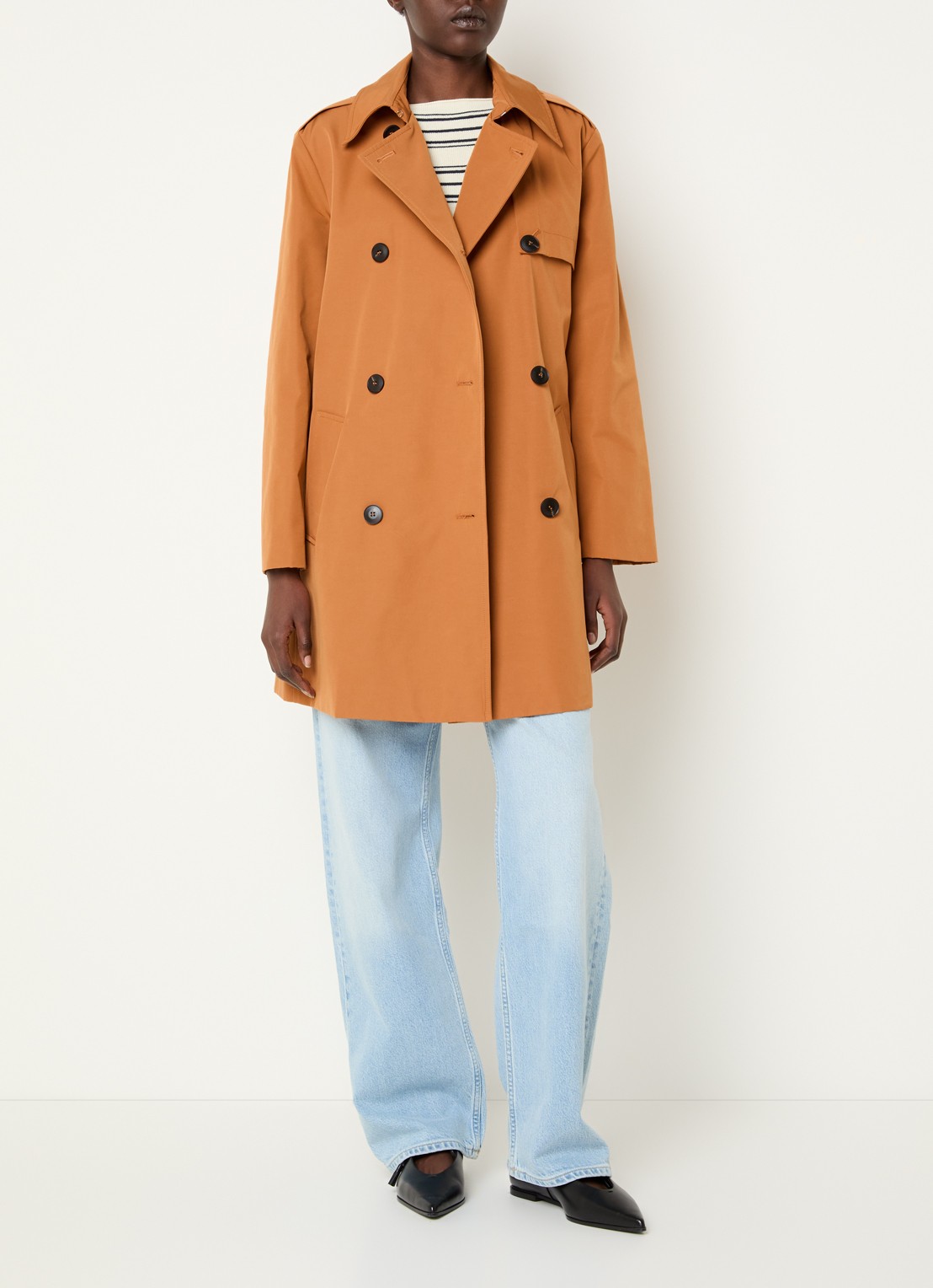 Max & Co Aris double-breasted trenchcoat met strikceintuur en steekzakken - voorkant 3 oranjebruin