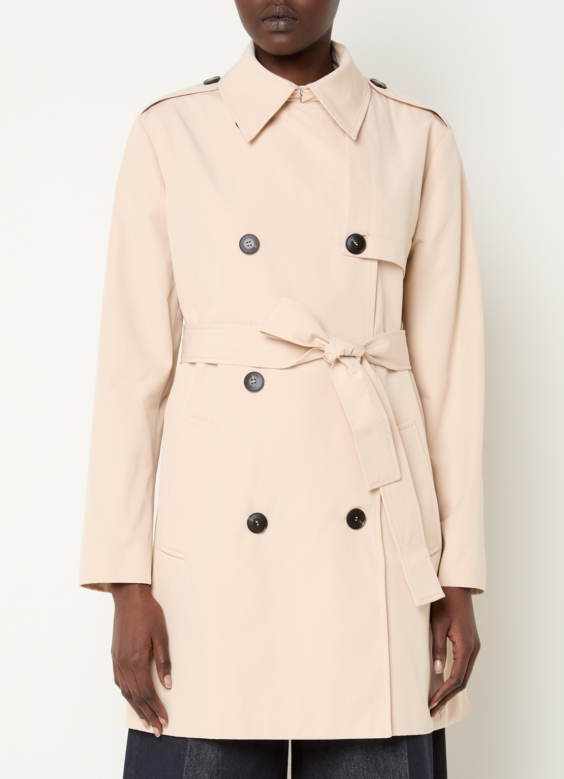 Max & Co Aris double-breasted trenchcoat met strikceintuur en steekzakken - detail 4 creme