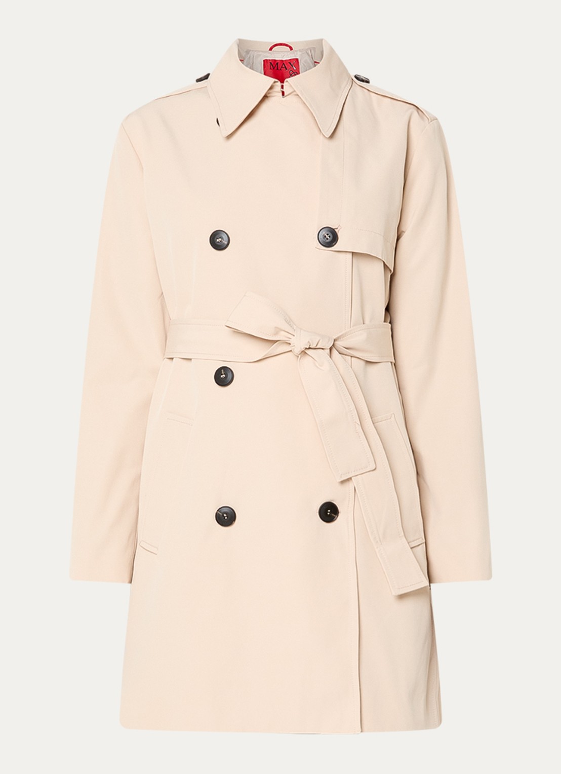 Max & Co Aris double-breasted trenchcoat met strikceintuur en steekzakken - voorkant 2 creme
