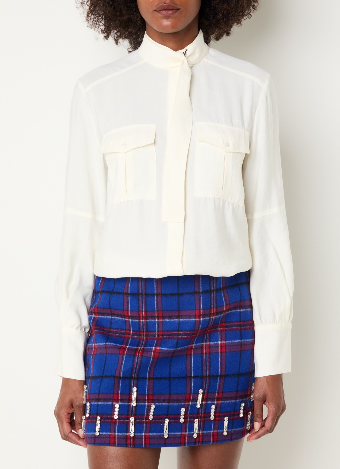 Max & Co Avde blouse met borstzakken - detail 3 ivoor