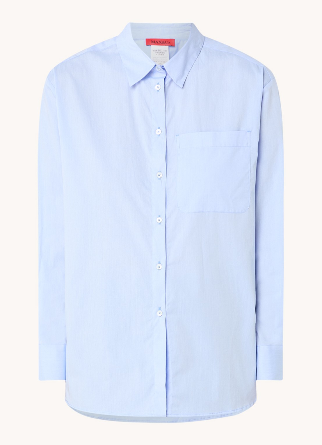Max & Co Bari blouse met borstzak - voorkant lichtblauw