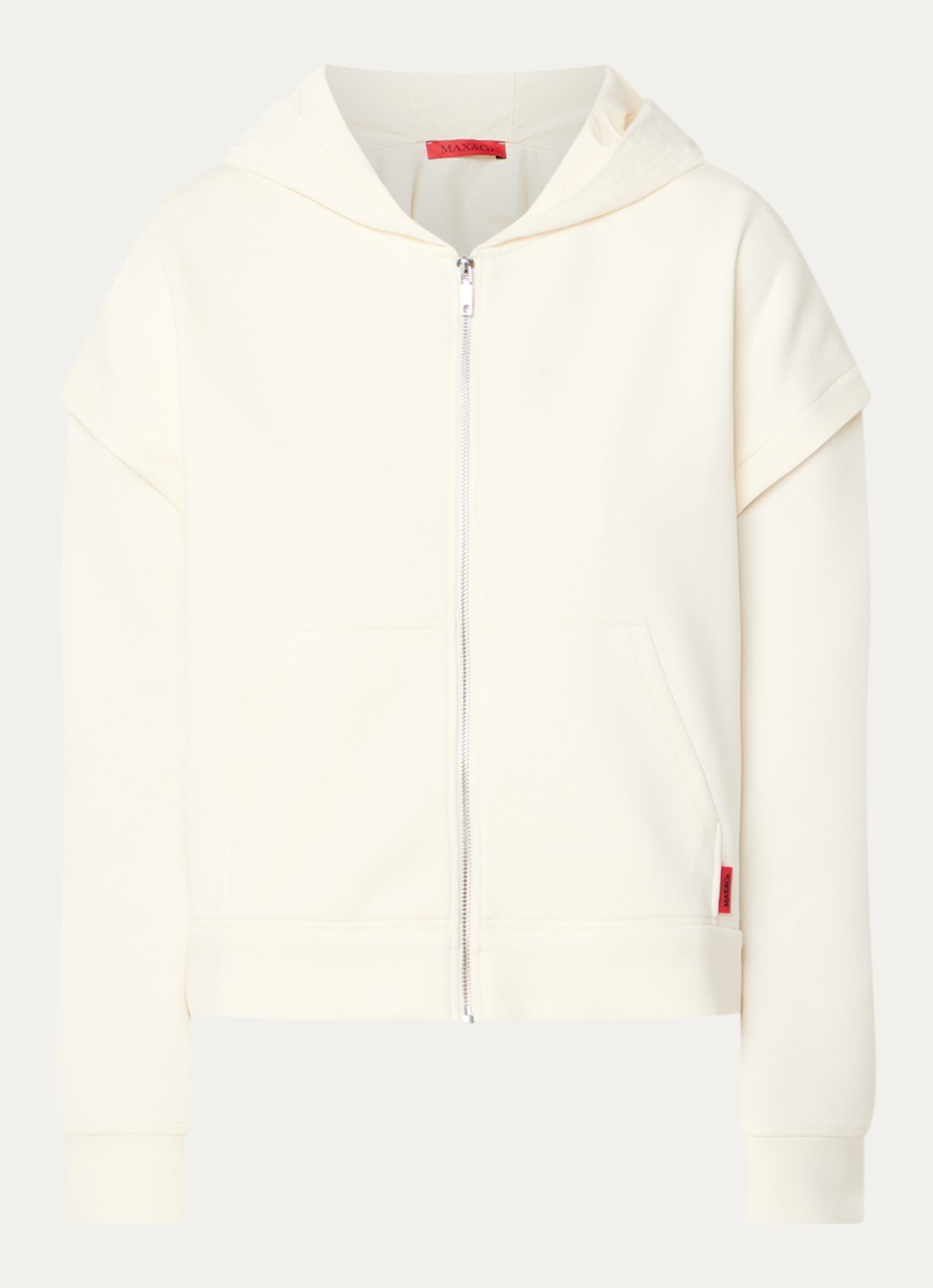 Max & Co Bavero sweatvest met capuchon - voorkant gebroken wit