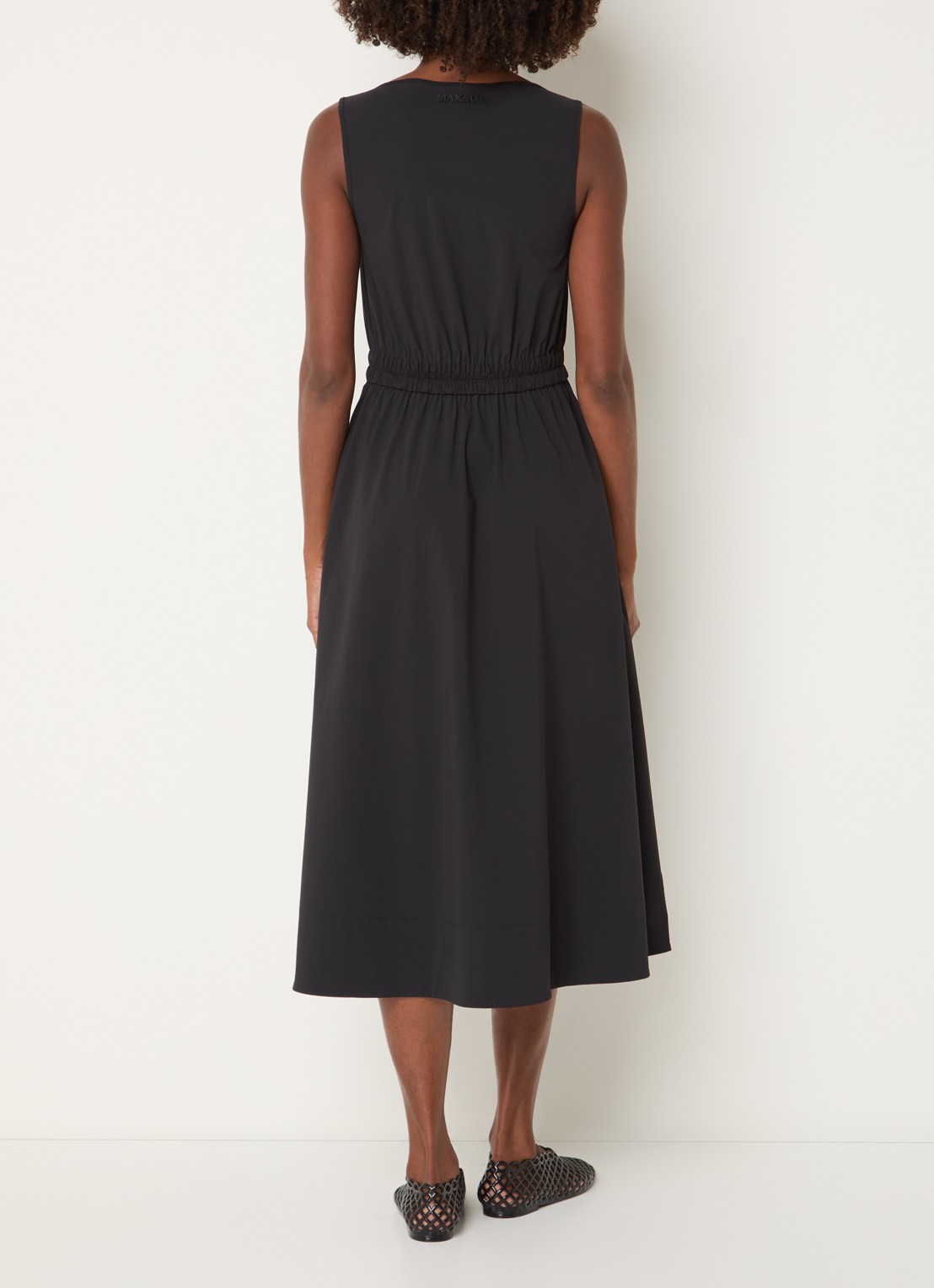 Max & Co Bora midi jurk van jersey met trekkoord en steekzakken - achterkant 4 zwart