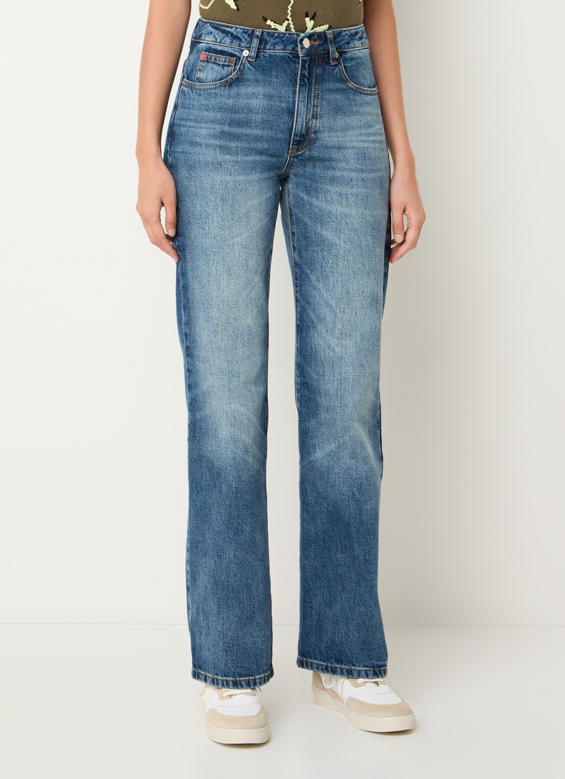 Max & Co Cablo high waist wide leg jeans met medium wassing - detail 4 donkerblauw