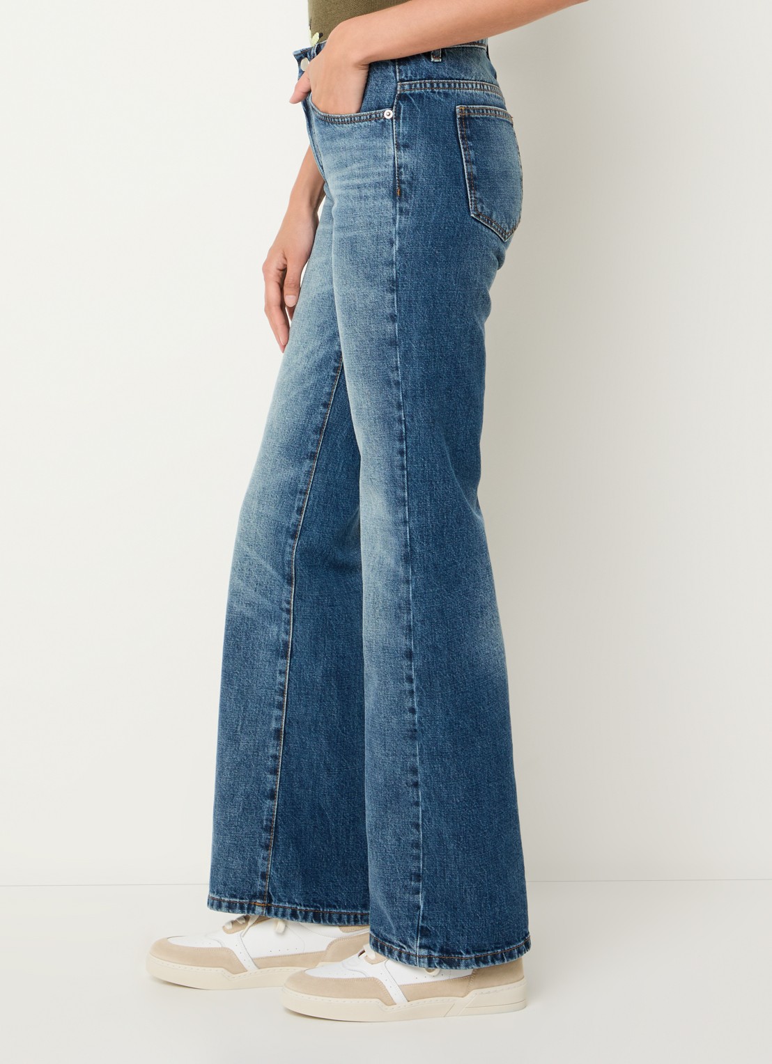 Max & Co Cablo high waist wide leg jeans met medium wassing - detail 5 donkerblauw