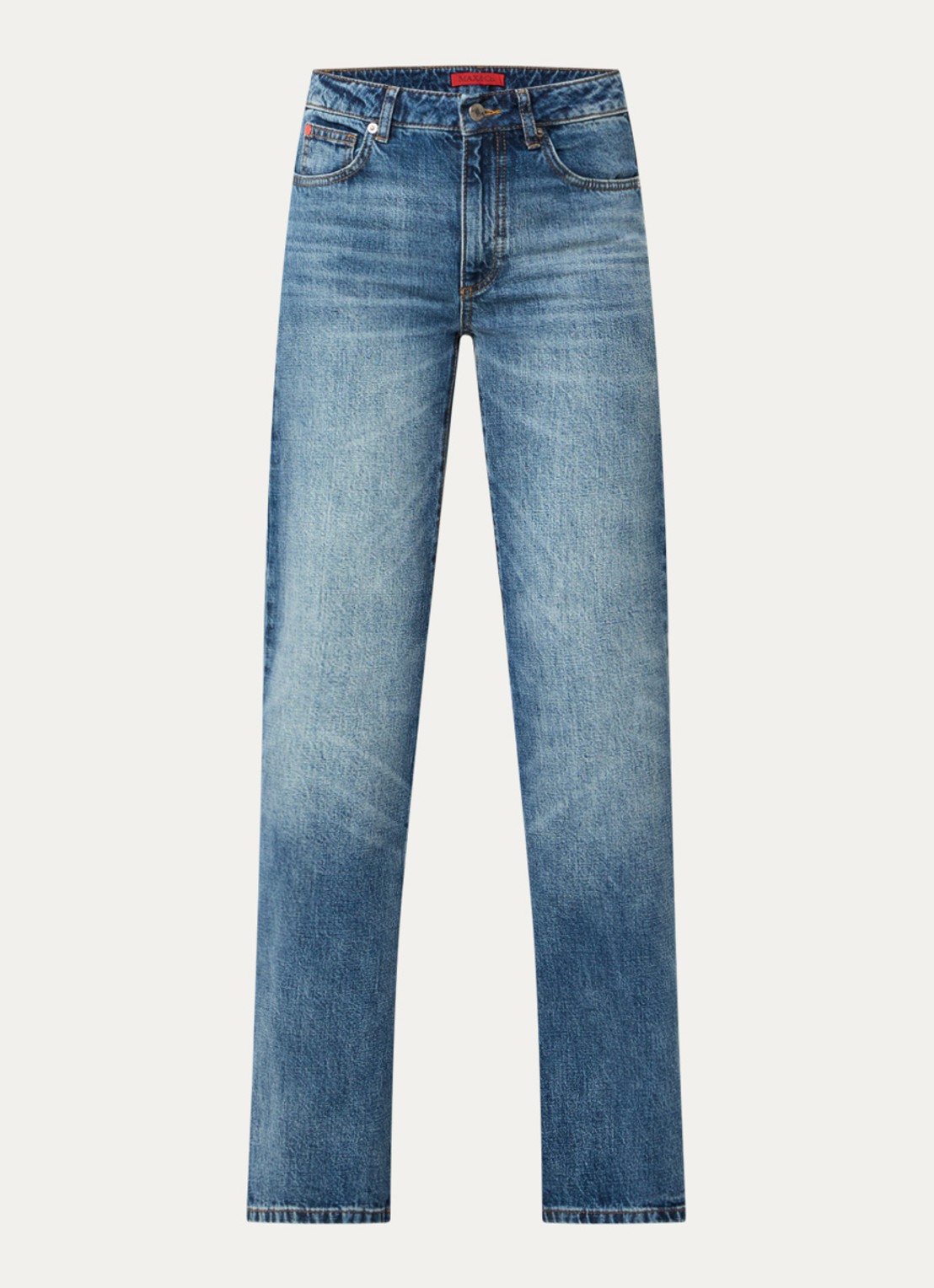 Max & Co Cablo high waist wide leg jeans met medium wassing - voorkant 2 donkerblauw