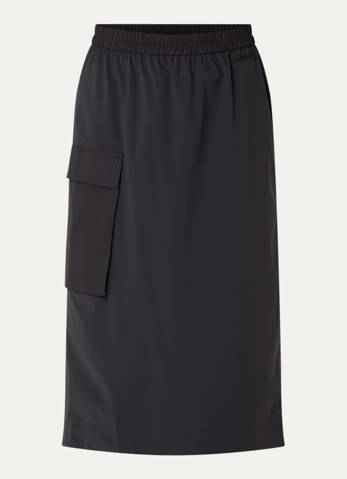 Max & Co Calco midi rok met klepzak - voorkant 2 zwart