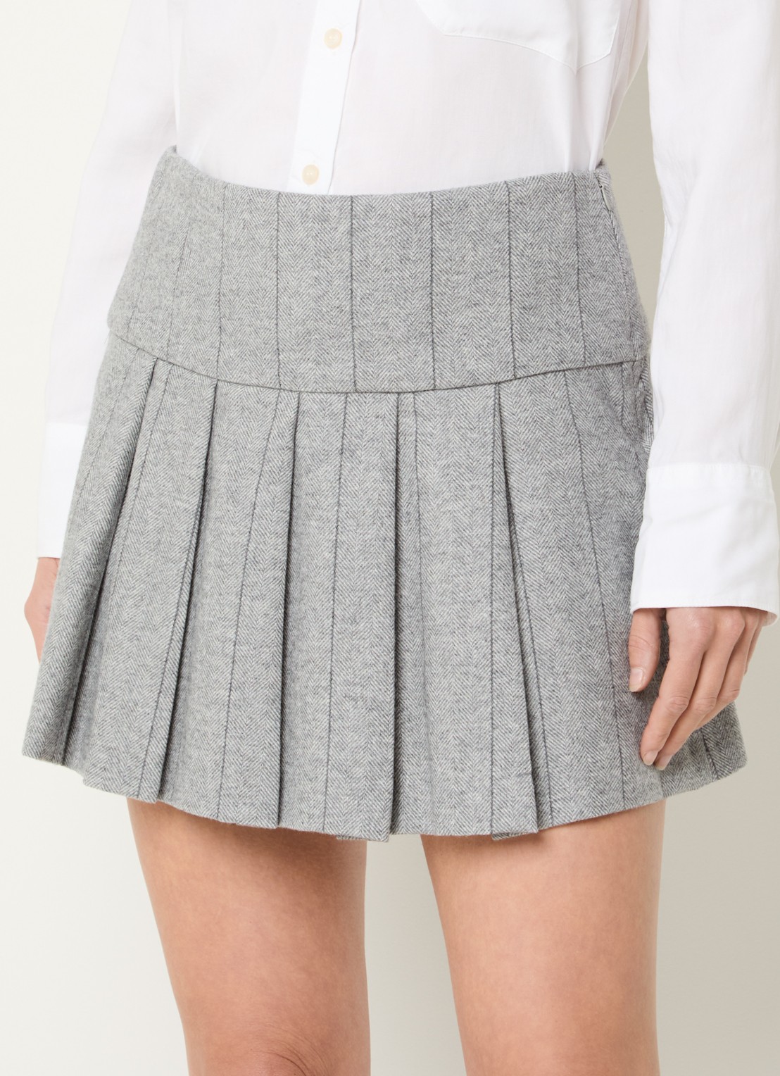 Max & Co Canto mini rok in wolblend met streepprint - detail 2 grijs