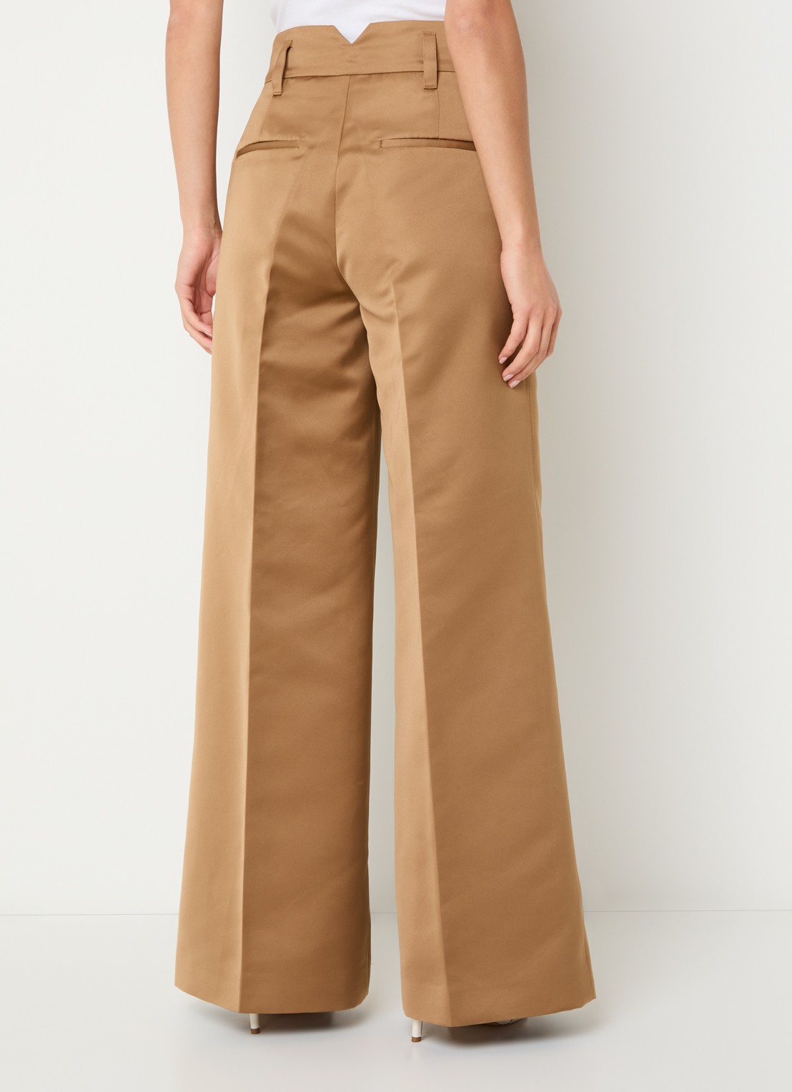 Max & Co Circolo high waist wide fit pantalon met steekzakken - achterkant lichtbruin