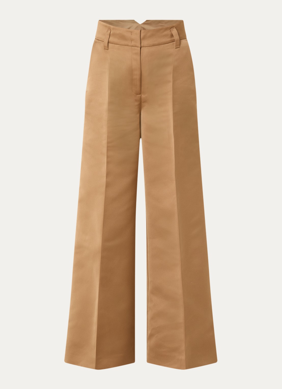 Max & Co Circolo high waist wide fit pantalon met steekzakken - voorkant 2 lichtbruin