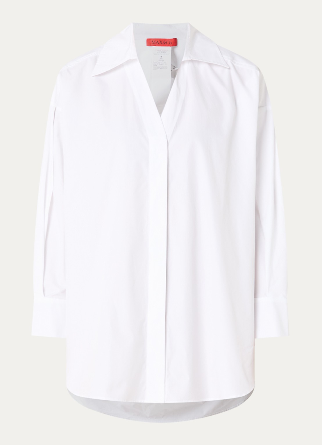 Max & Co Colle oversized blouse met kraag - voorkant 2 wit
