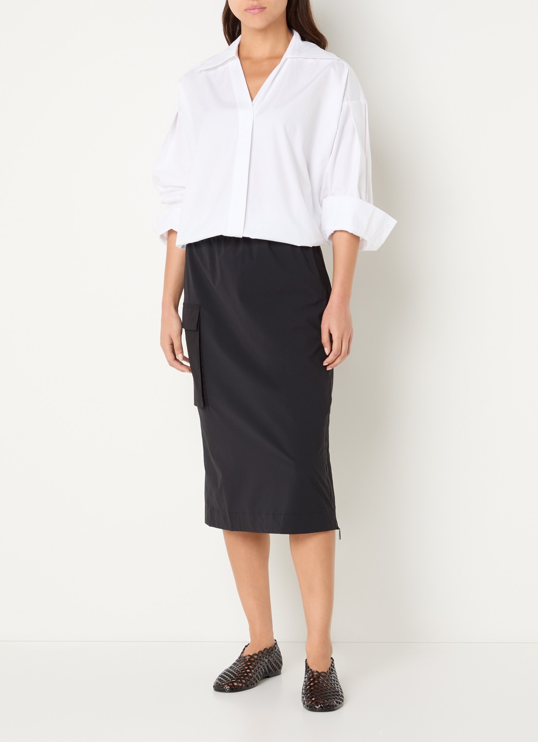 Max & Co Colle oversized blouse met kraag - voorkant 3 wit