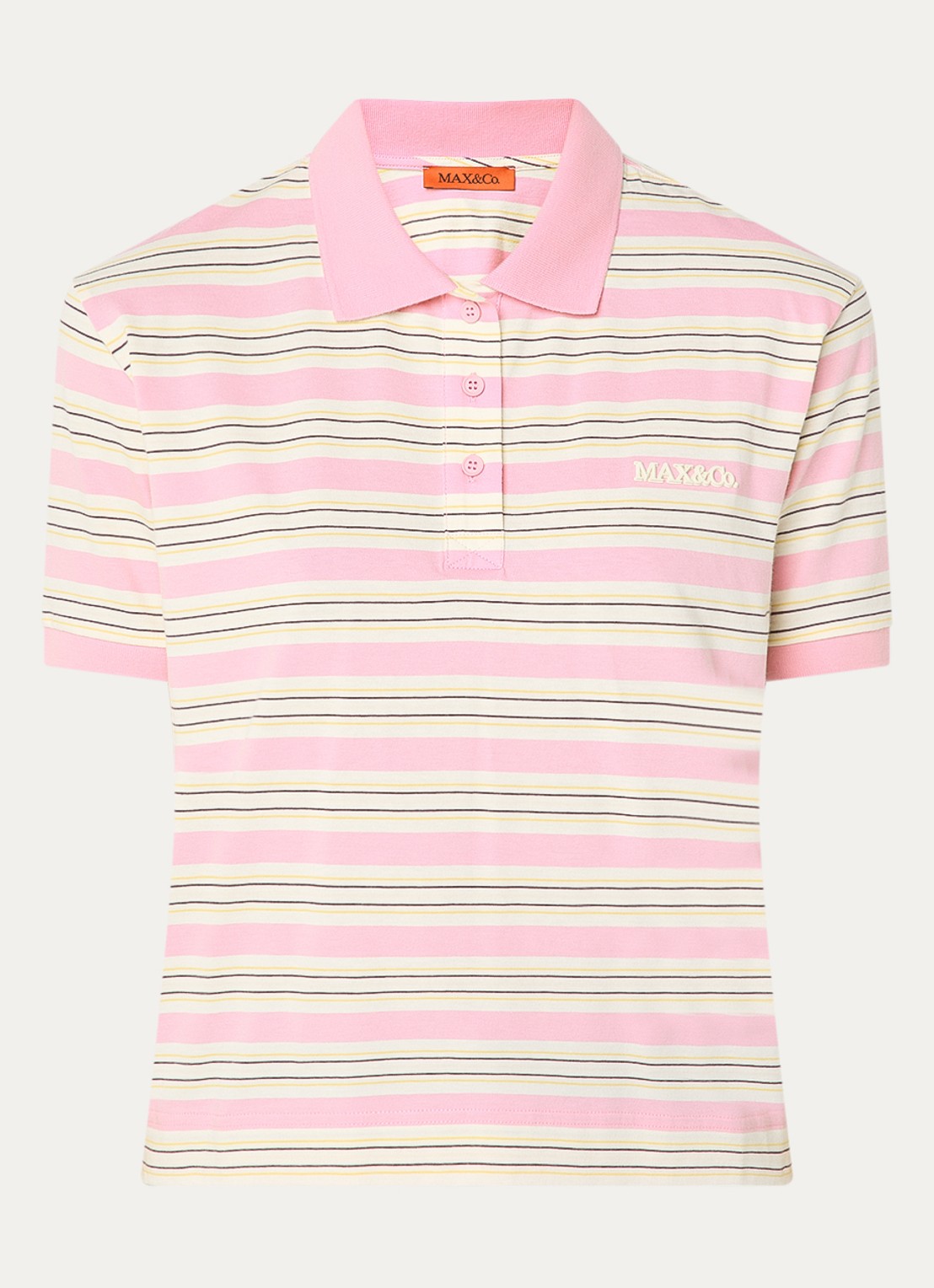 Max & Co Comandare polo met streepprint - voorkant roze