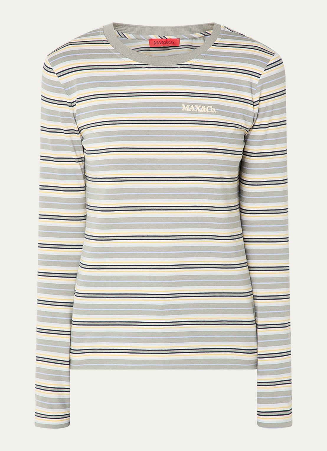 Max & Co Comedusa longsleeve met streepprint - voorkant 2 lichtgroen