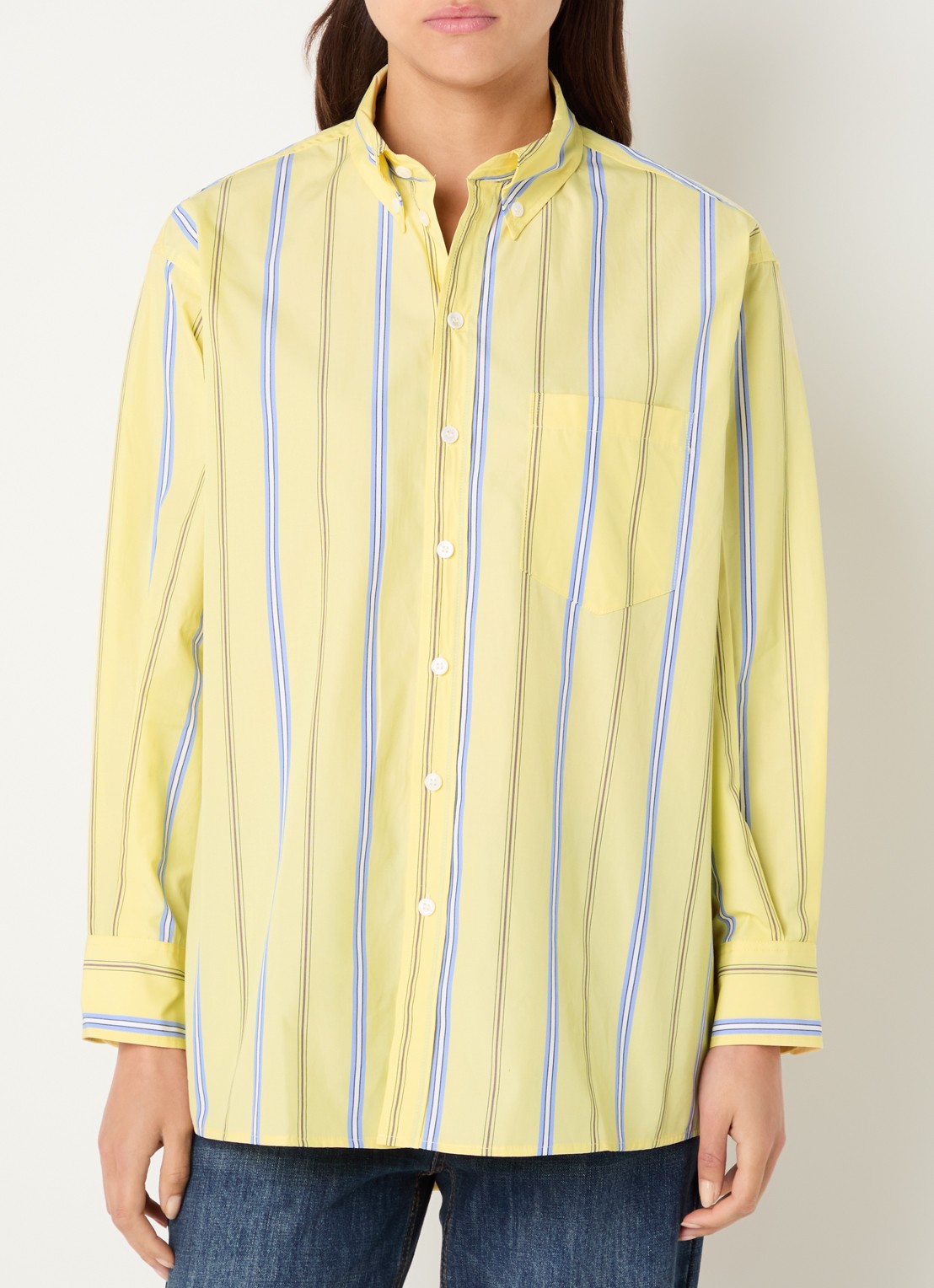 Max & Co Dama blouse met streepprint - achterkant geel