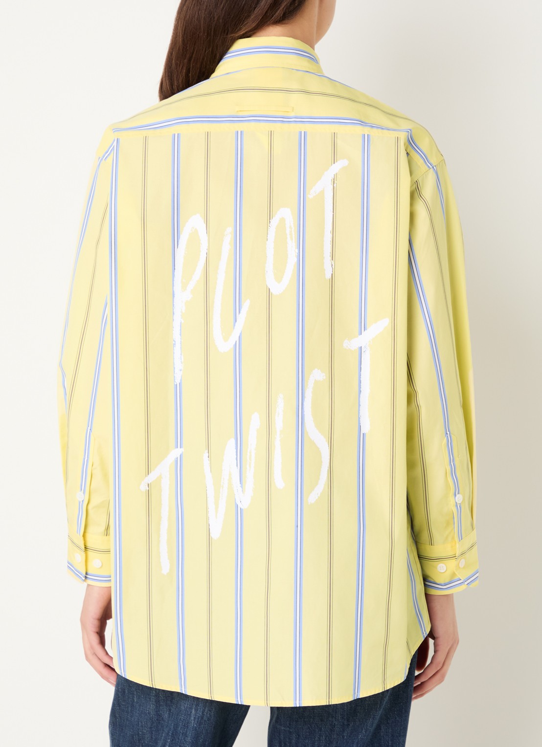 Max & Co Dama blouse met streepprint - detail 2 geel