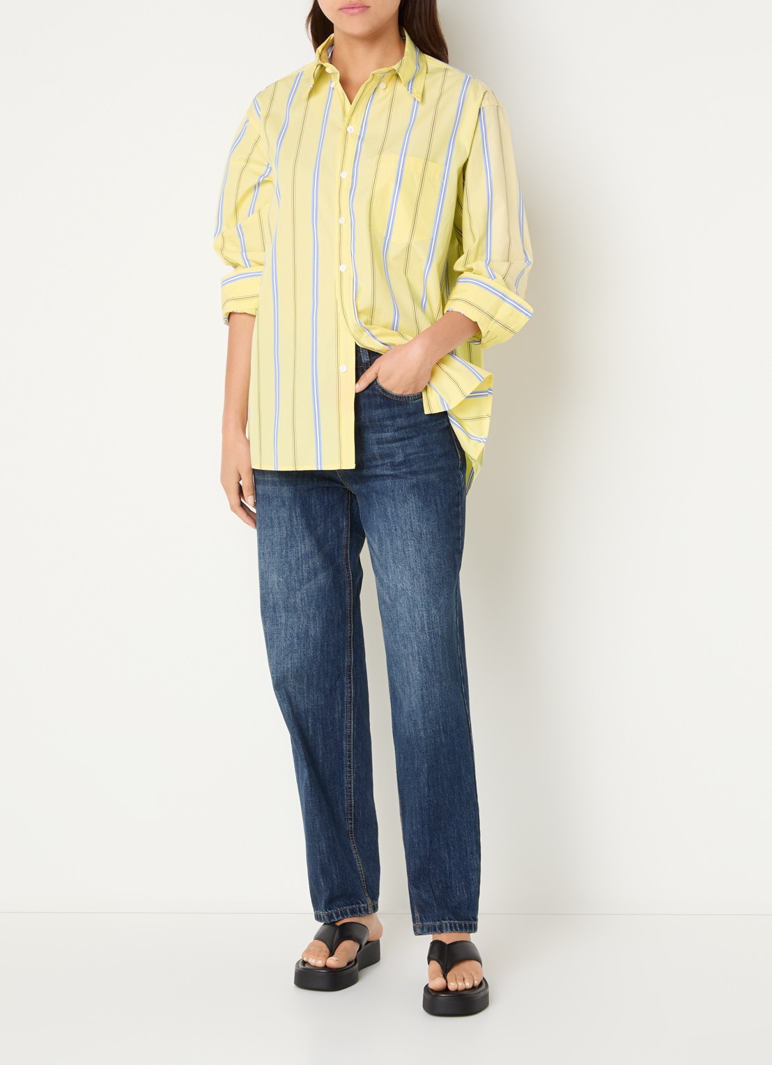 Max & Co Dama blouse met streepprint - voorkant 4 geel