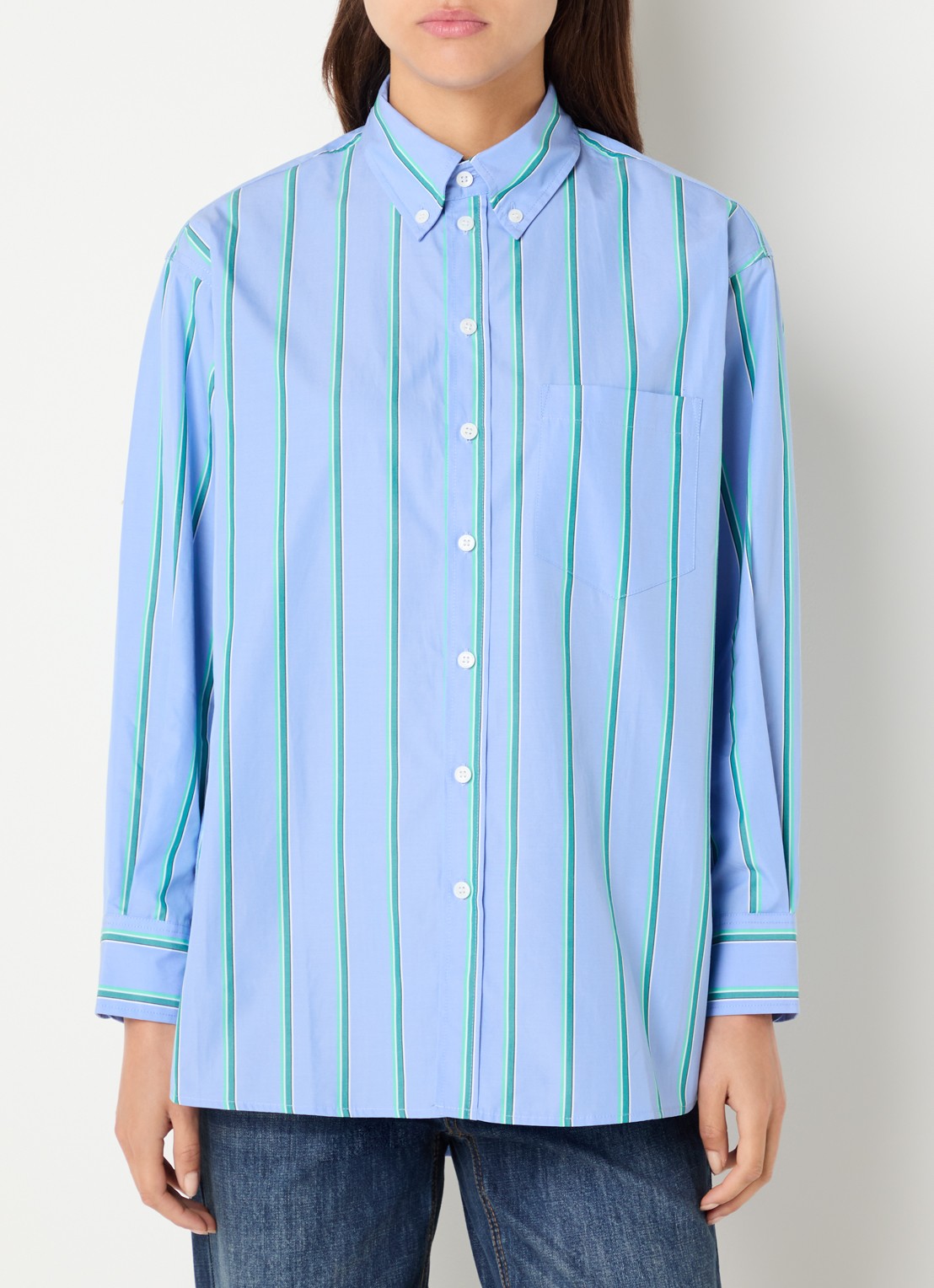 Max & Co Dama blouse met streepprint - achterkant blauw