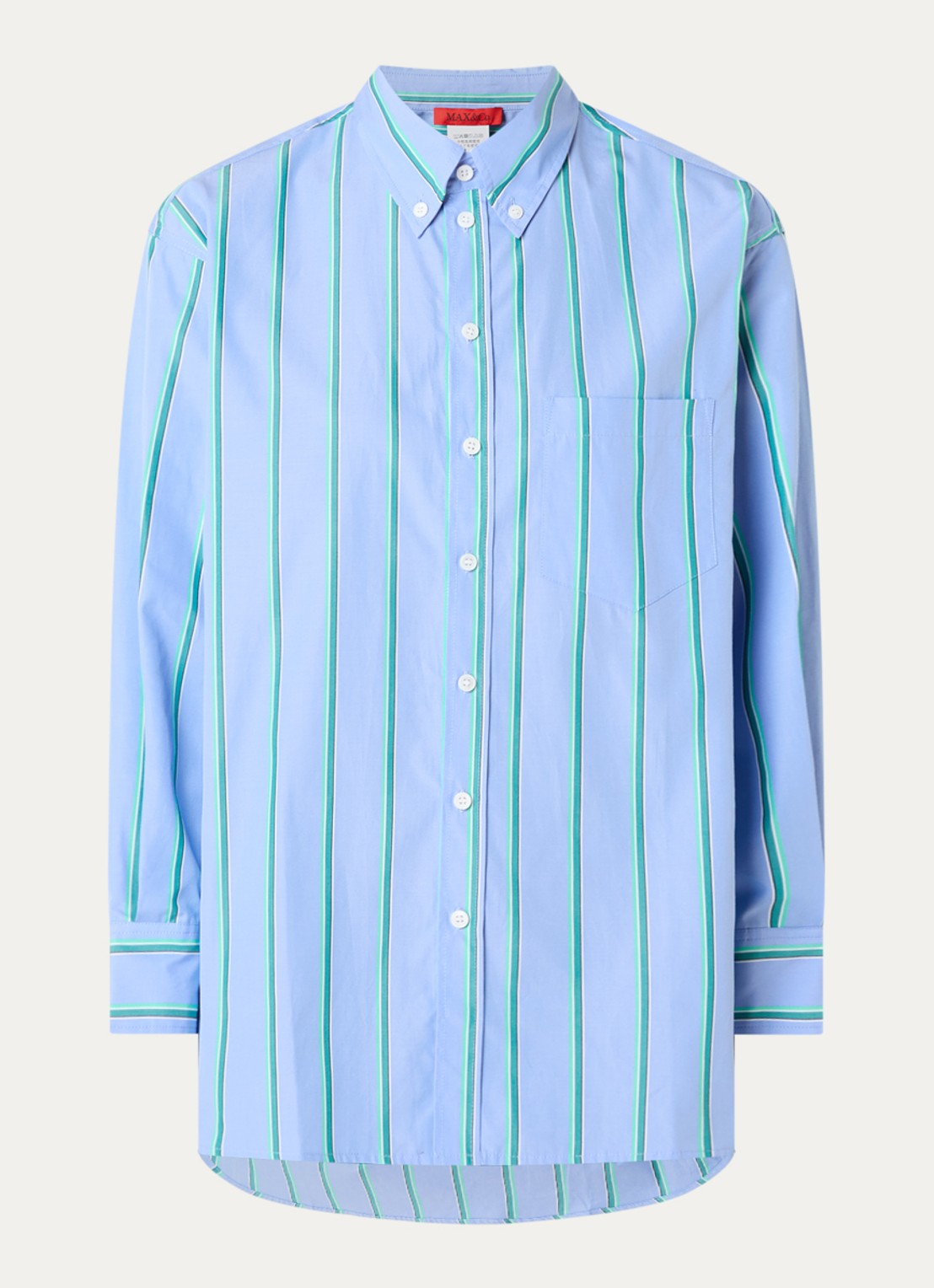 Max & Co Dama blouse met streepprint - voorkant 3 blauw