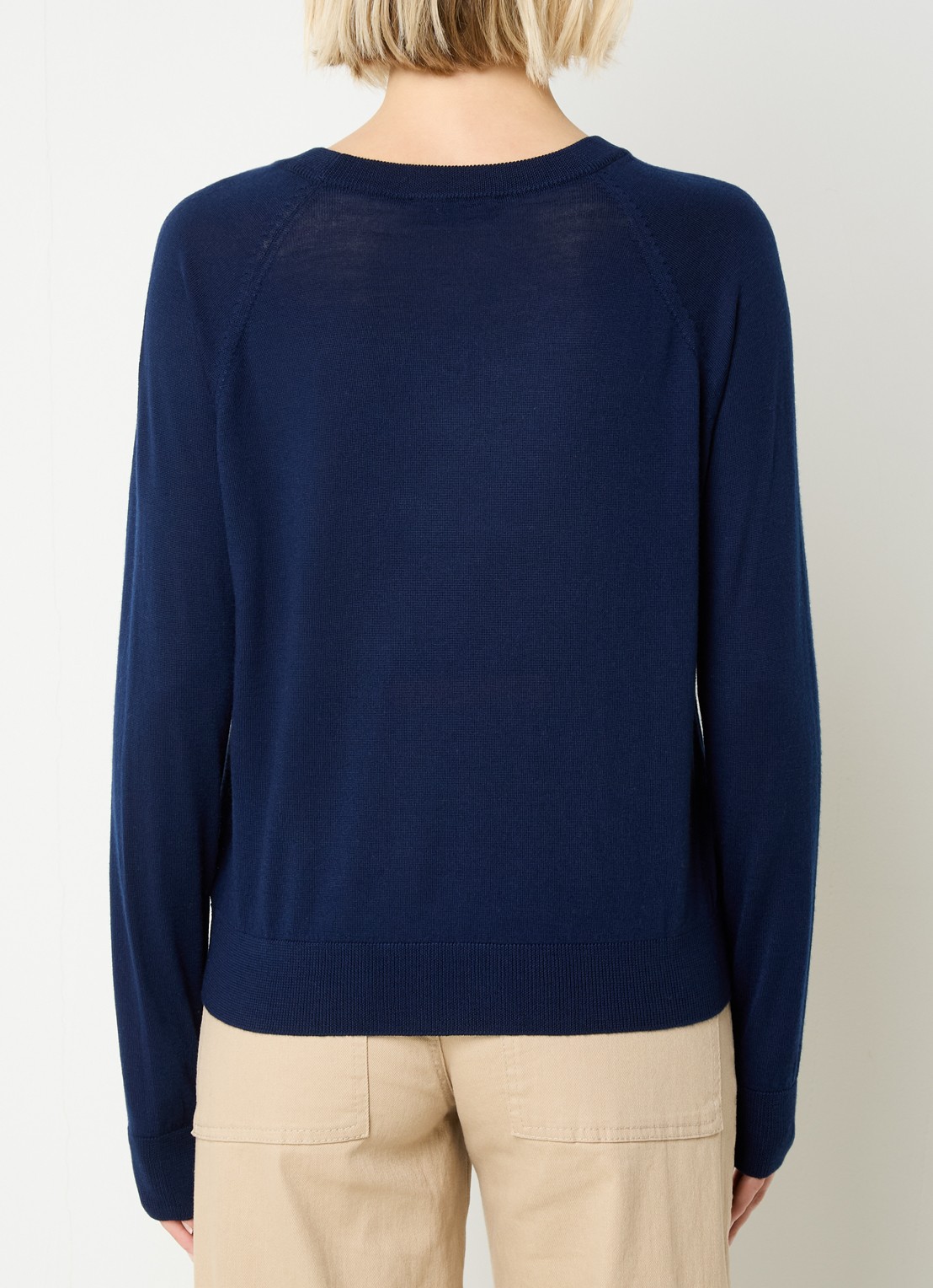 Max & Co Doberman fijngebreide pullover van scheerwol met borduring - achterkant 2 donkerblauw