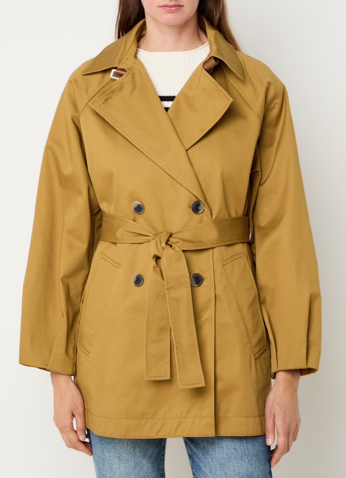 Max & Co Elis double-breasted trenchcoat met steekzakken - detail 4 mosterd