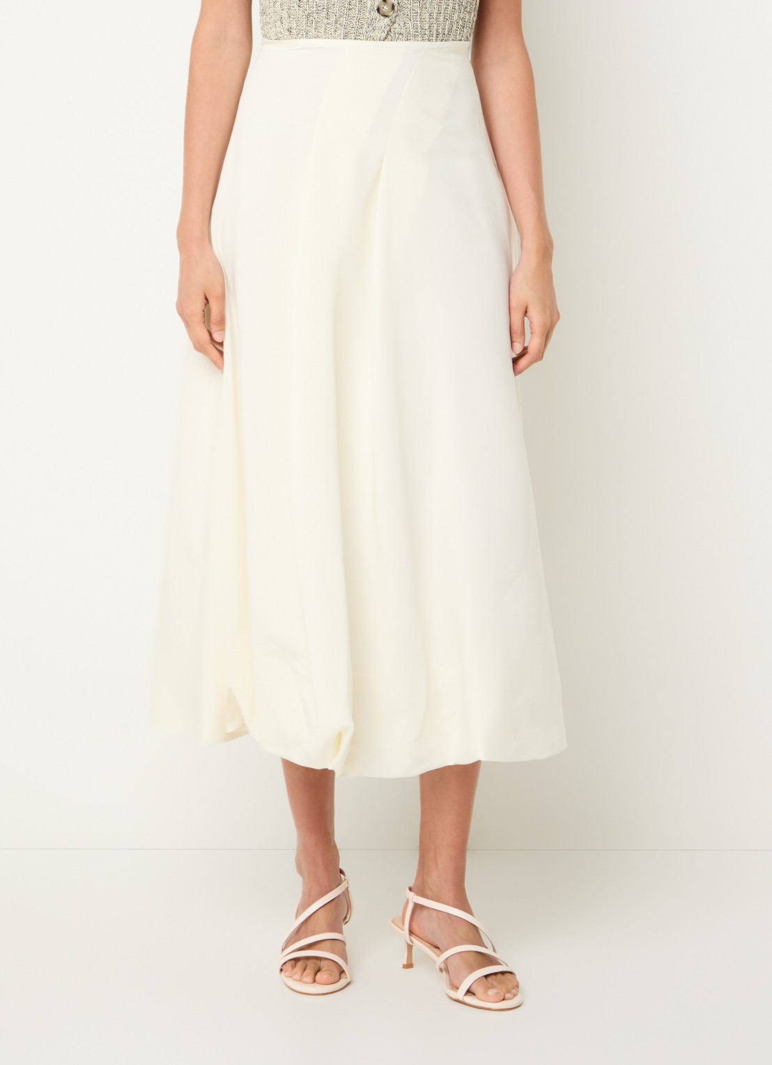 Max & Co Etra midi rok met trekkoord - detail 4 gebroken wit