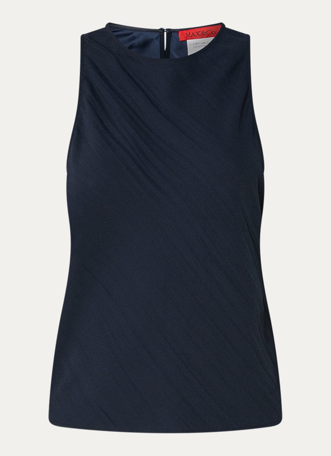 Max & Co Finire mouwloze top met keyhole - voorkant 3 donkerblauw