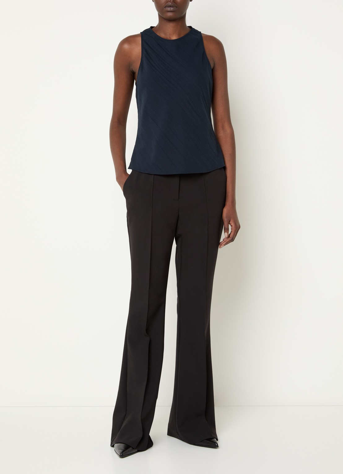 Max & Co Finire mouwloze top met keyhole - voorkant 4 donkerblauw